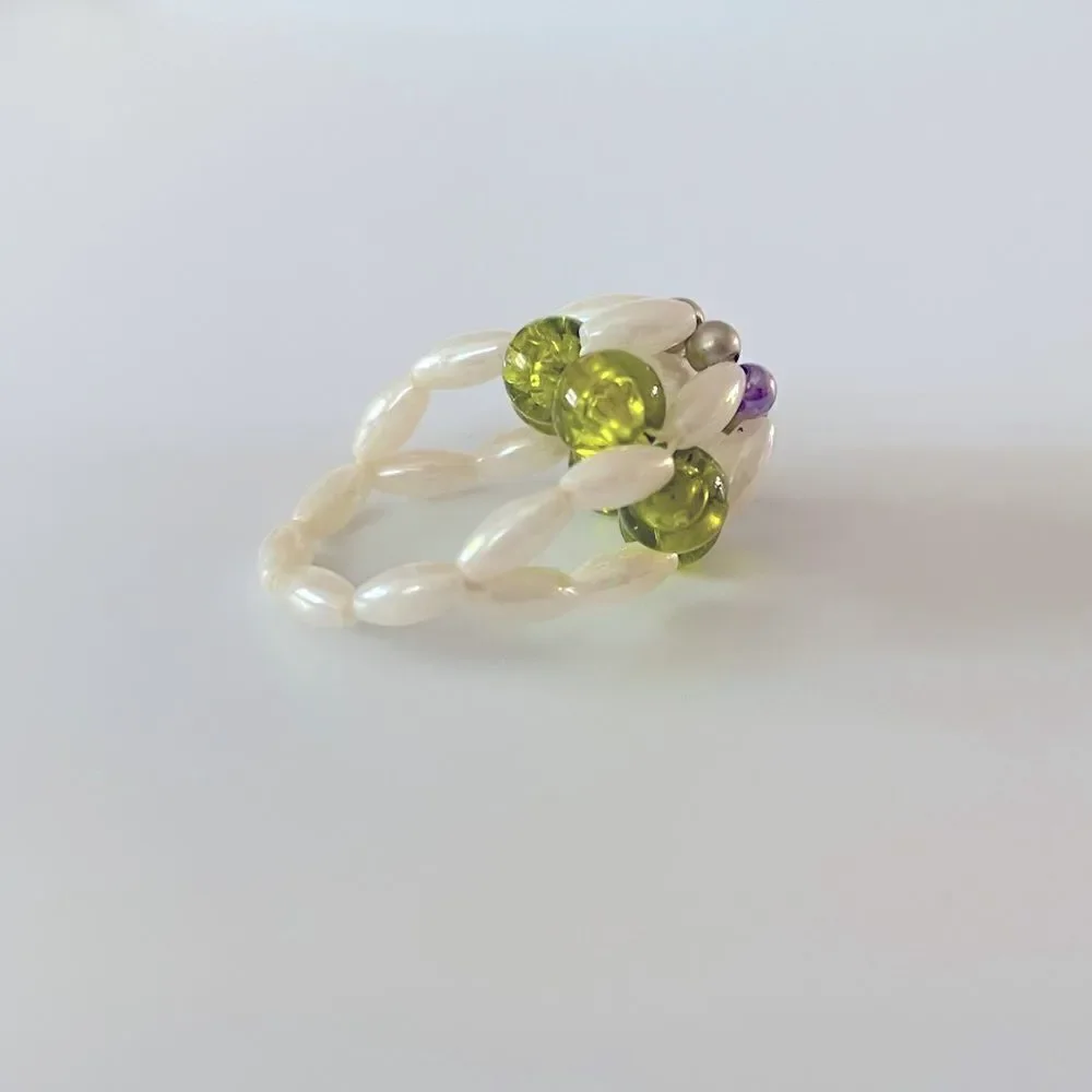 Vintage Beaded Flower Ring
